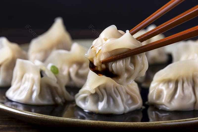 筷子插起美味的手工饺子蘸醋,高清,摄影图,摄影图片,图片大全,摄影图免费下载